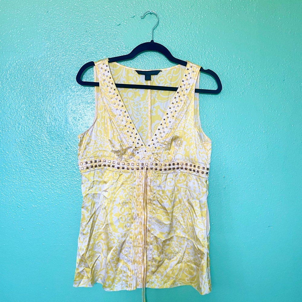 EXPRESS Cami Y2K 2000s Yellow & White Abstract Print
